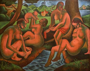 Femmes se baignant au printemps